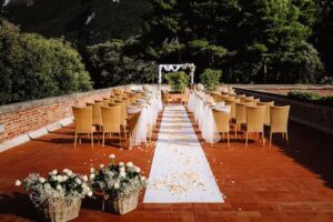 wedding ceremony on sea view. terrace