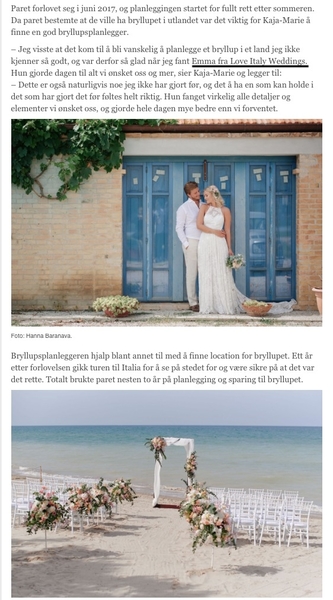 Minmote article featuring Norwegian celebrity wedding