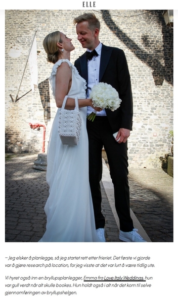 Norwegian celebrity couple pose for a photo after their wedding ceremony in Rome