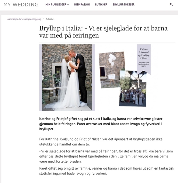Norwegian bride's article for Bryllup magazine