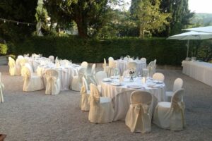 Inside or outside dining at wedding in Italy