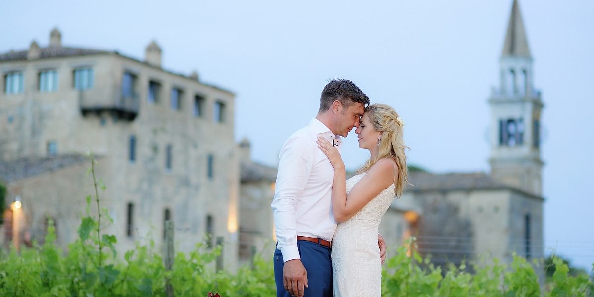 wedding couple stone castle vineyard Castello di Semivicoli Italy