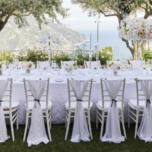 wedding table with view of Amalfi Coast behind