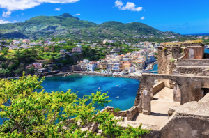 view of Mediterranean island town in Ischia