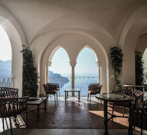 View from the lounge over the Amalfi coast at luxury wedding venue
