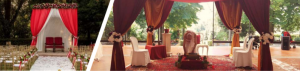 Indian wedding ceremony at Villa Castelletti. Two pictures of the mandap.
