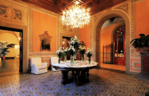 View of an elegant drawing room inside Villa Castelletti.