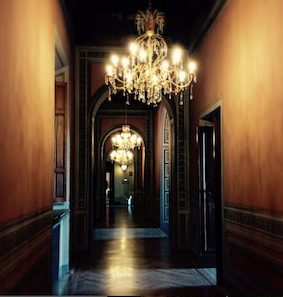 View of an elegant hallway inside Villa Castelletti