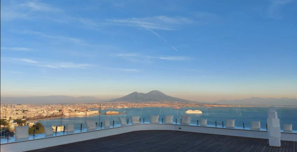 View of Vesuvius from wedding venue in Naples.